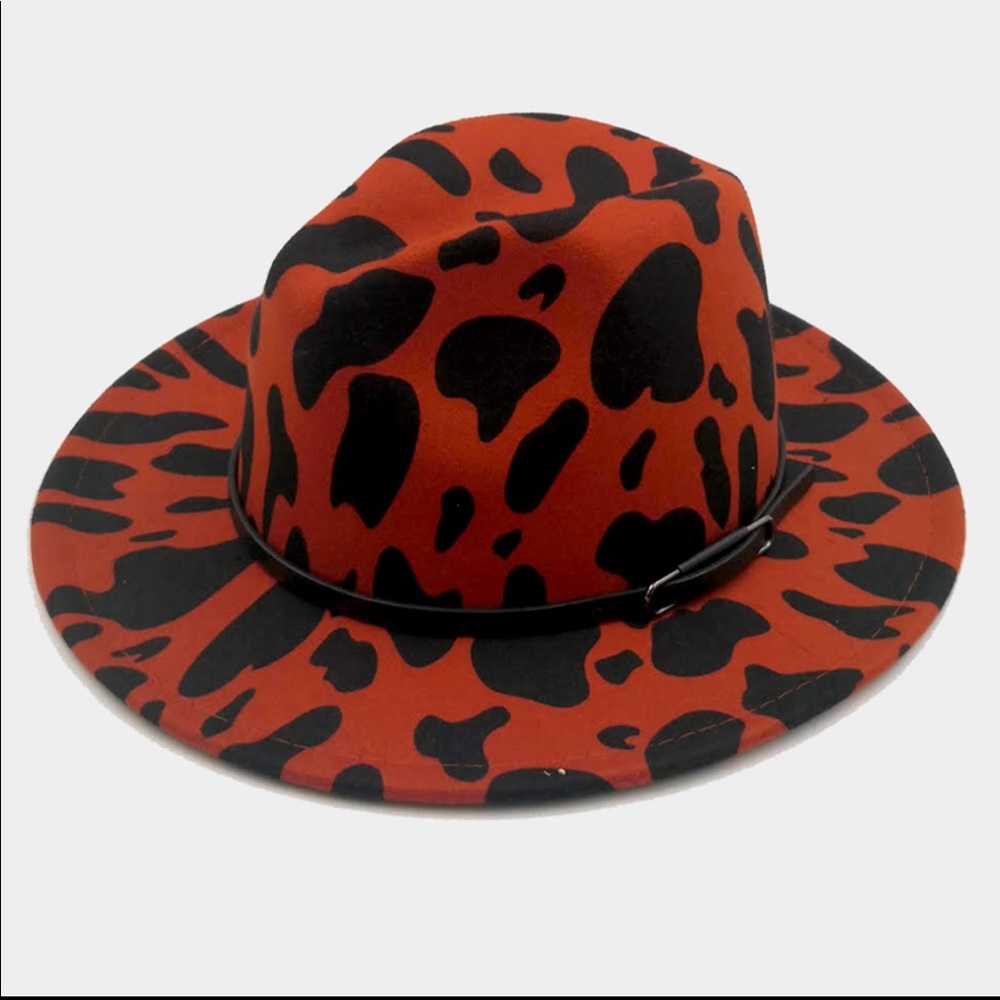 Faux leather Band Animal Print Hat